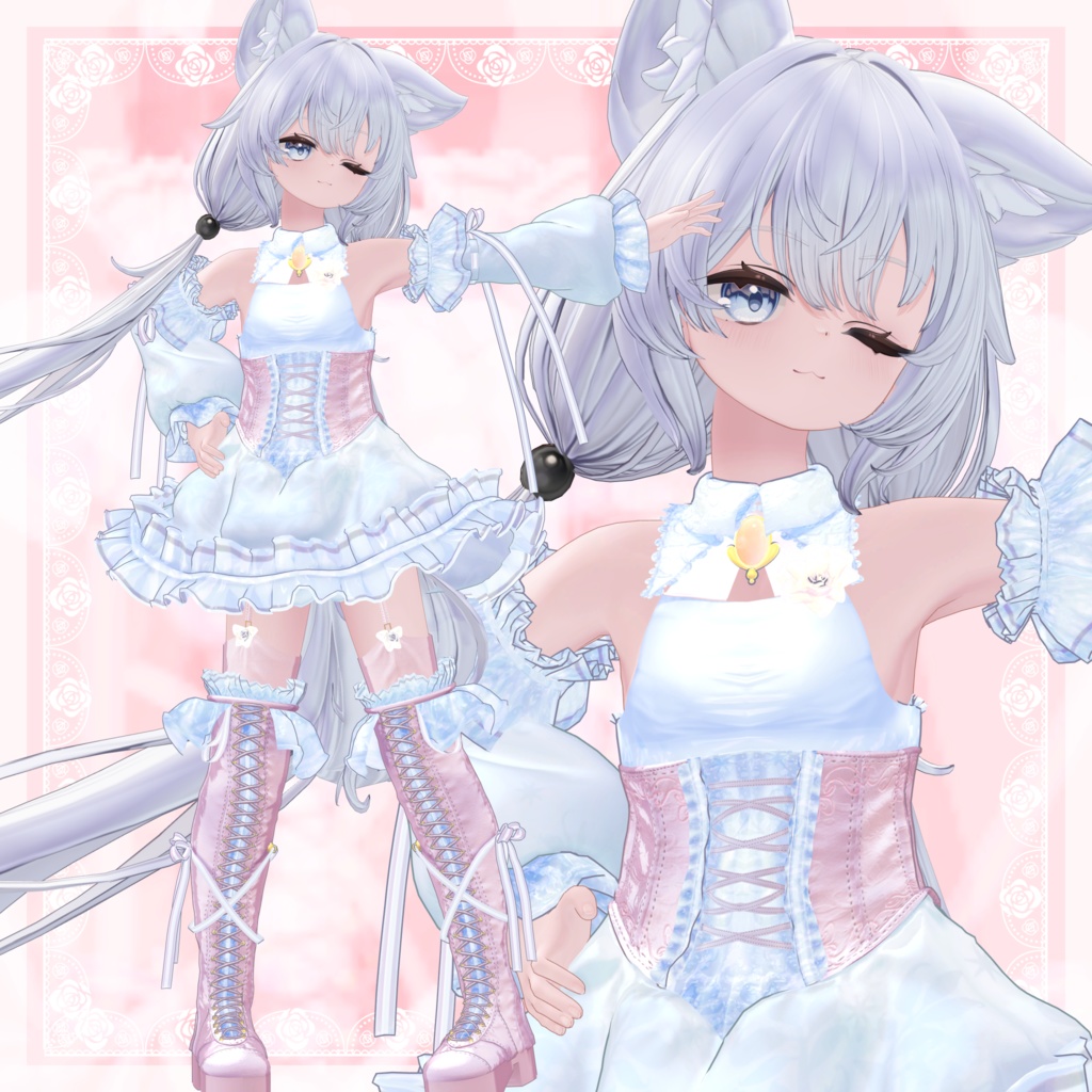 VRChat向け衣装モデル_プリティゴシック_Pretty_Gothic 「ミヤ(Miya)」対応差分