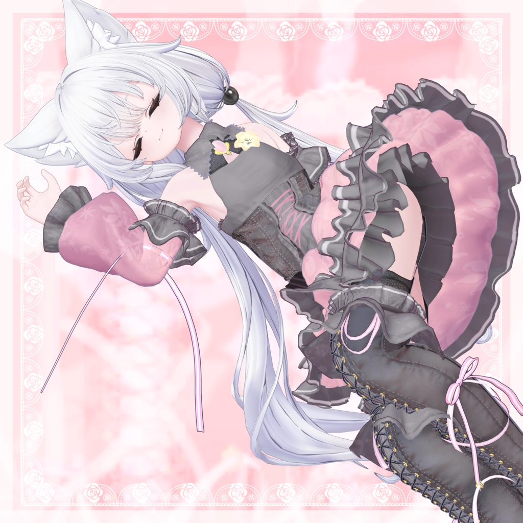 VRChat向け衣装モデル_プリティゴシック_Pretty_Gothic 「ミヤ(Miya)」対応差分