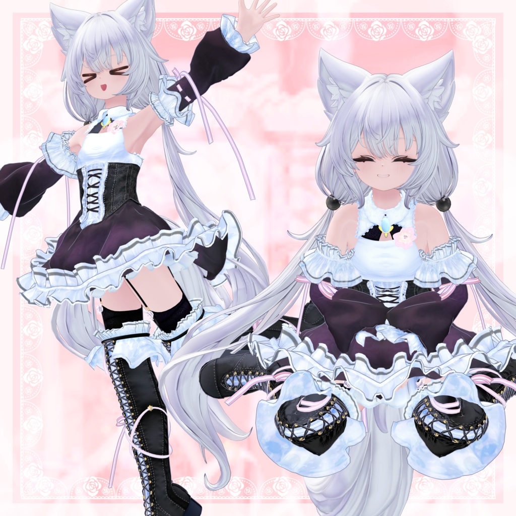 VRChat向け衣装モデル_プリティゴシック_Pretty_Gothic 「ミヤ(Miya)」対応差分