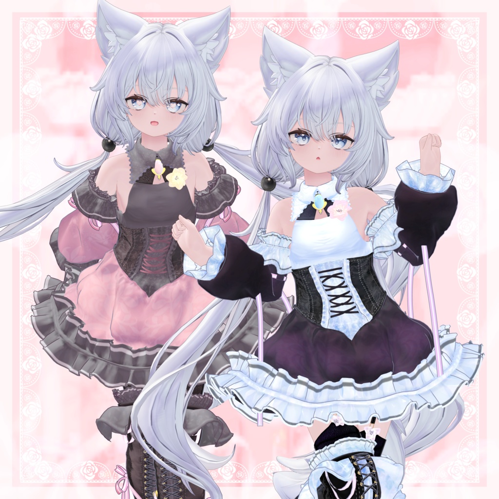 VRChat向け衣装モデル_プリティゴシック_Pretty_Gothic 「ミヤ(Miya)」対応差分
