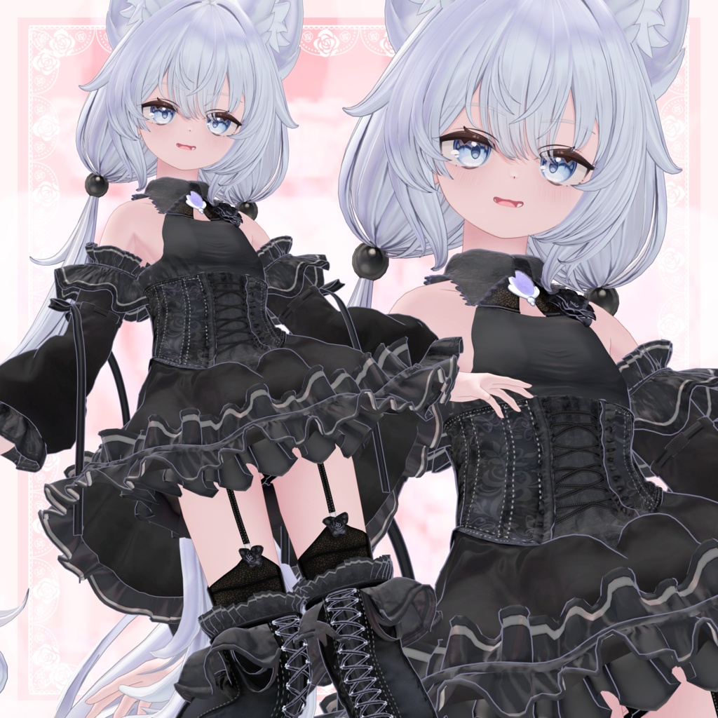 VRChat向け衣装モデル_プリティゴシック_Pretty_Gothic 「ミヤ(Miya)」対応差分