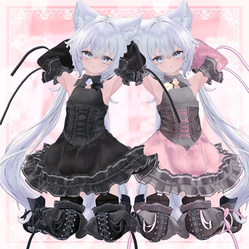 VRChat向け衣装モデル_プリティゴシック_Pretty_Gothic 「ミヤ(Miya)」対応差分