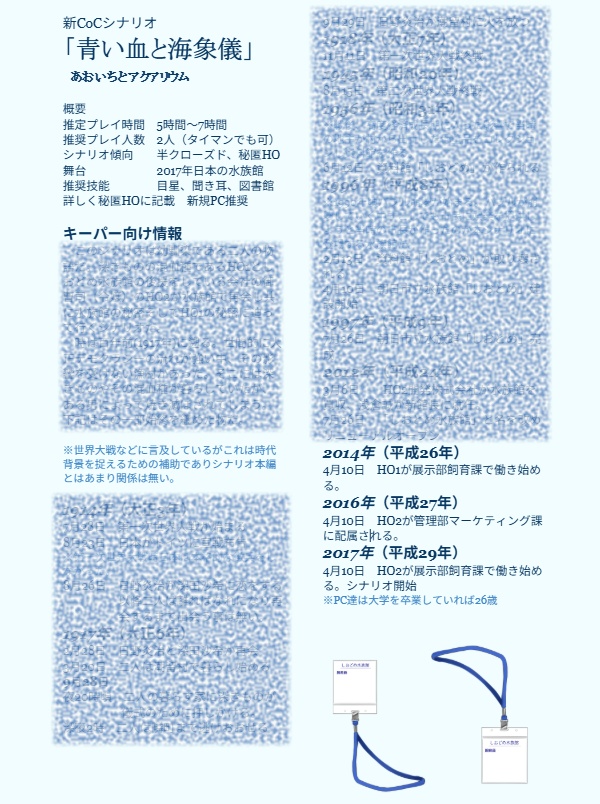 新クトゥルフ神話TRPG 青い血と海象儀 (準備中)