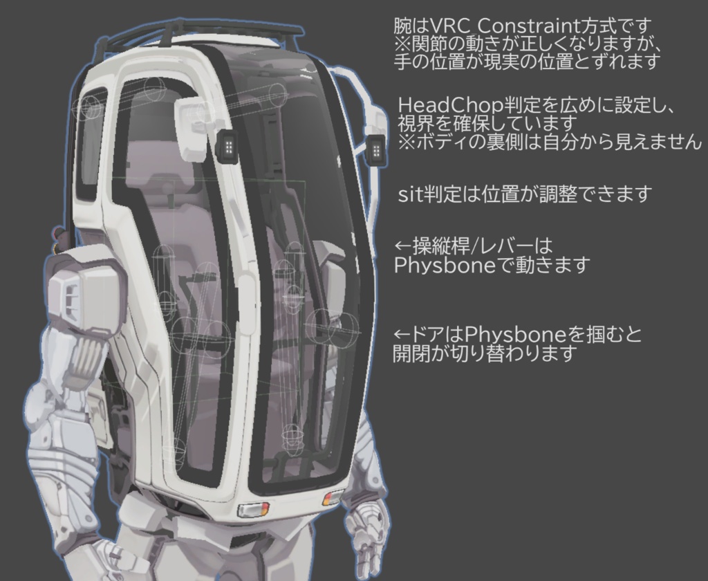 (1000円引セール中)リムキャビン(VRChat想定ロボット/パワードスーツモデル)