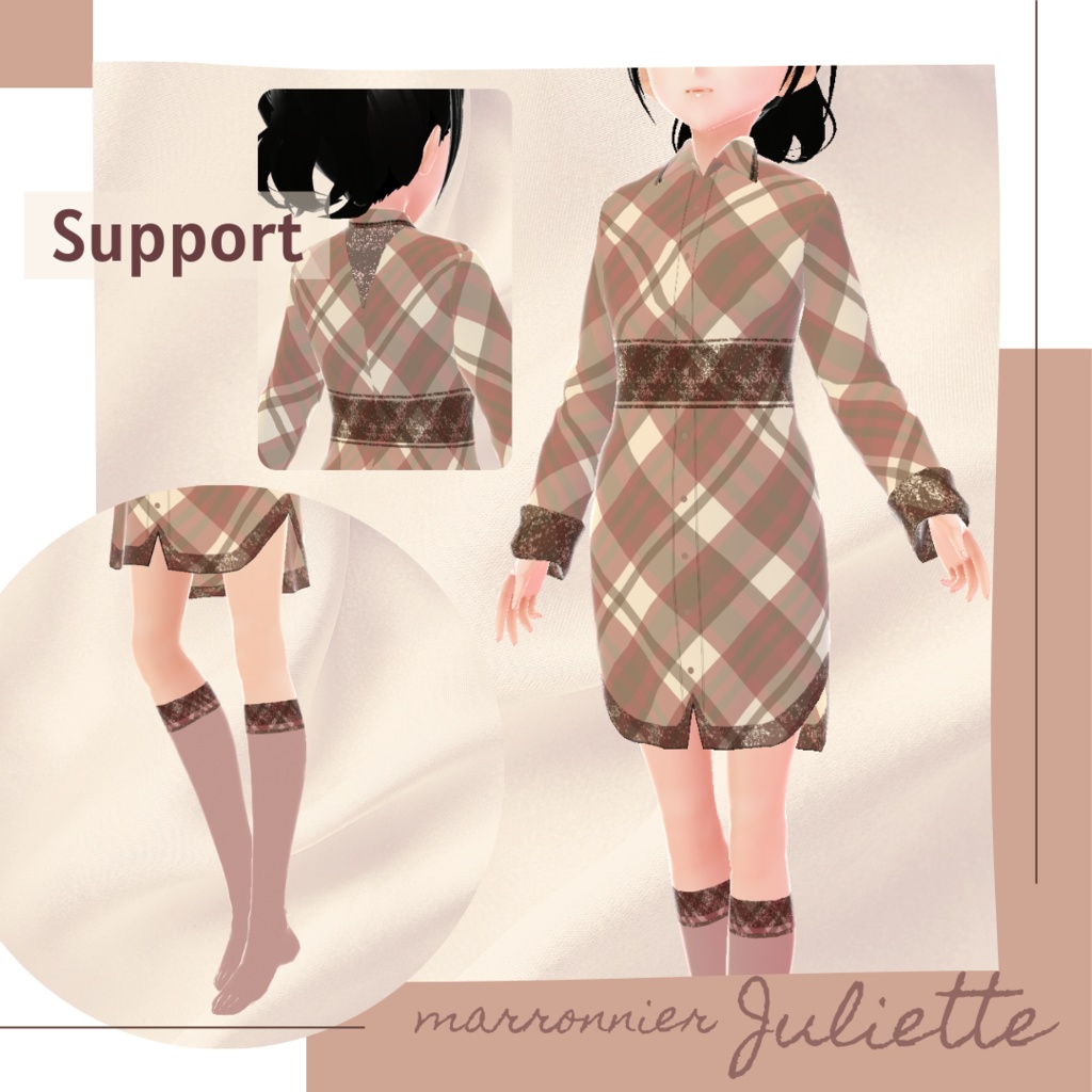 【無料版あり】タータンチェックワンピース&ソックス − marronnier −