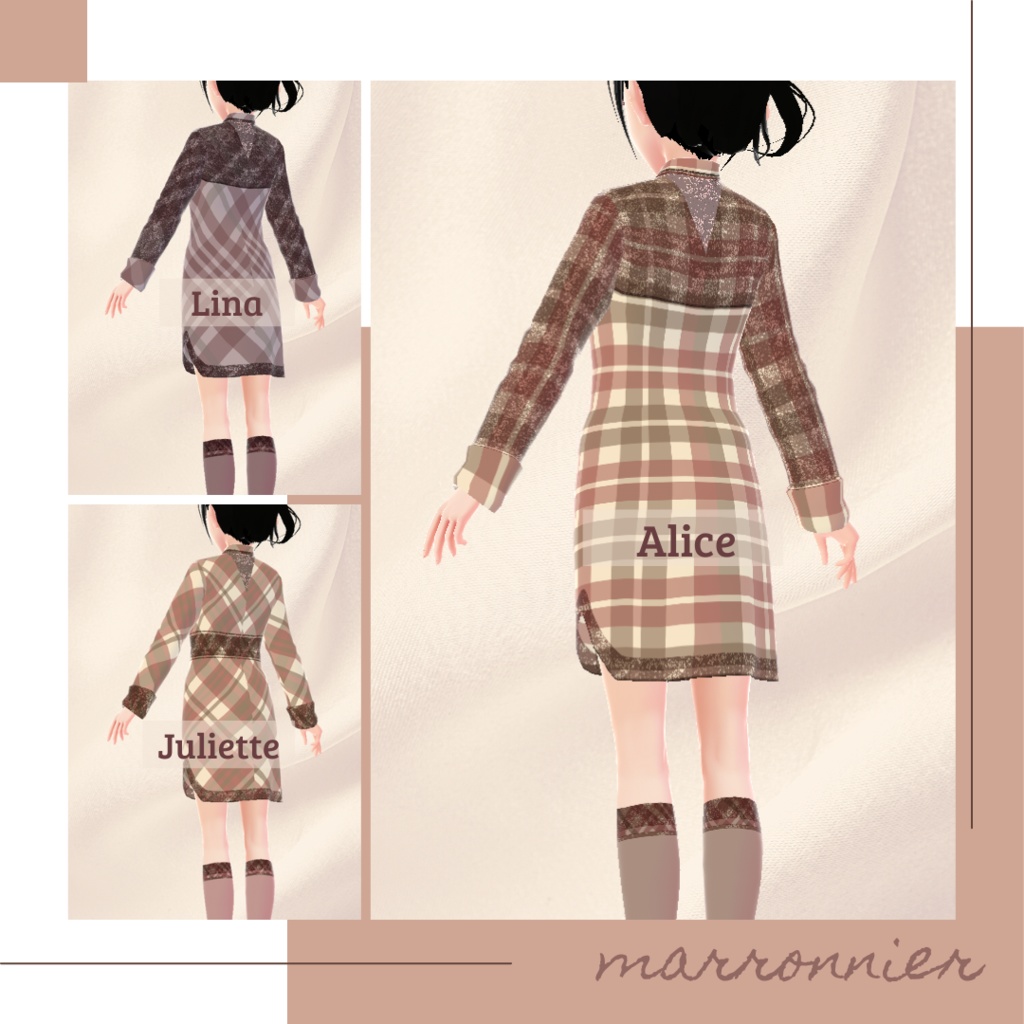 【無料版あり】タータンチェックワンピース&ソックス − marronnier −