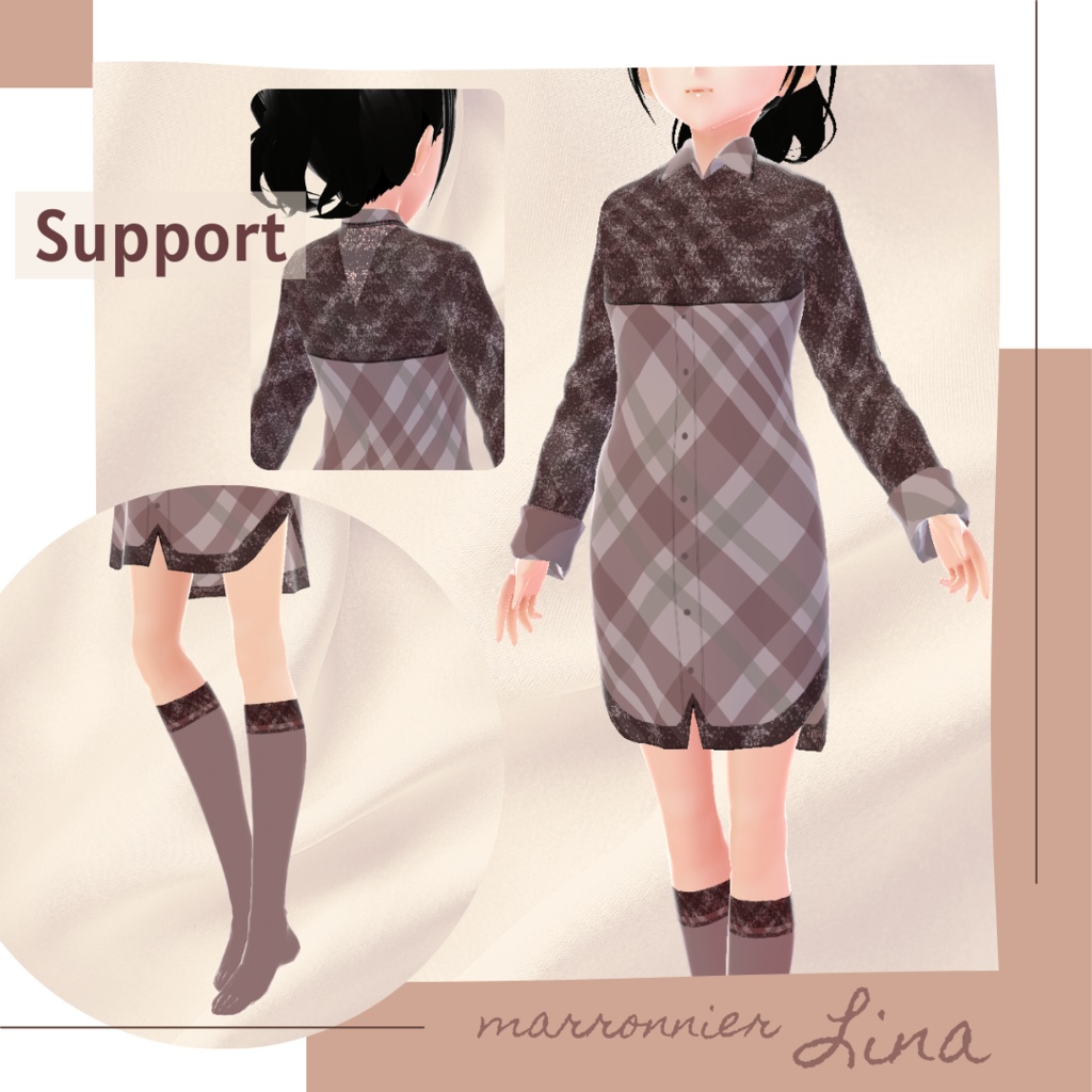 【無料版あり】タータンチェックワンピース&ソックス − marronnier −