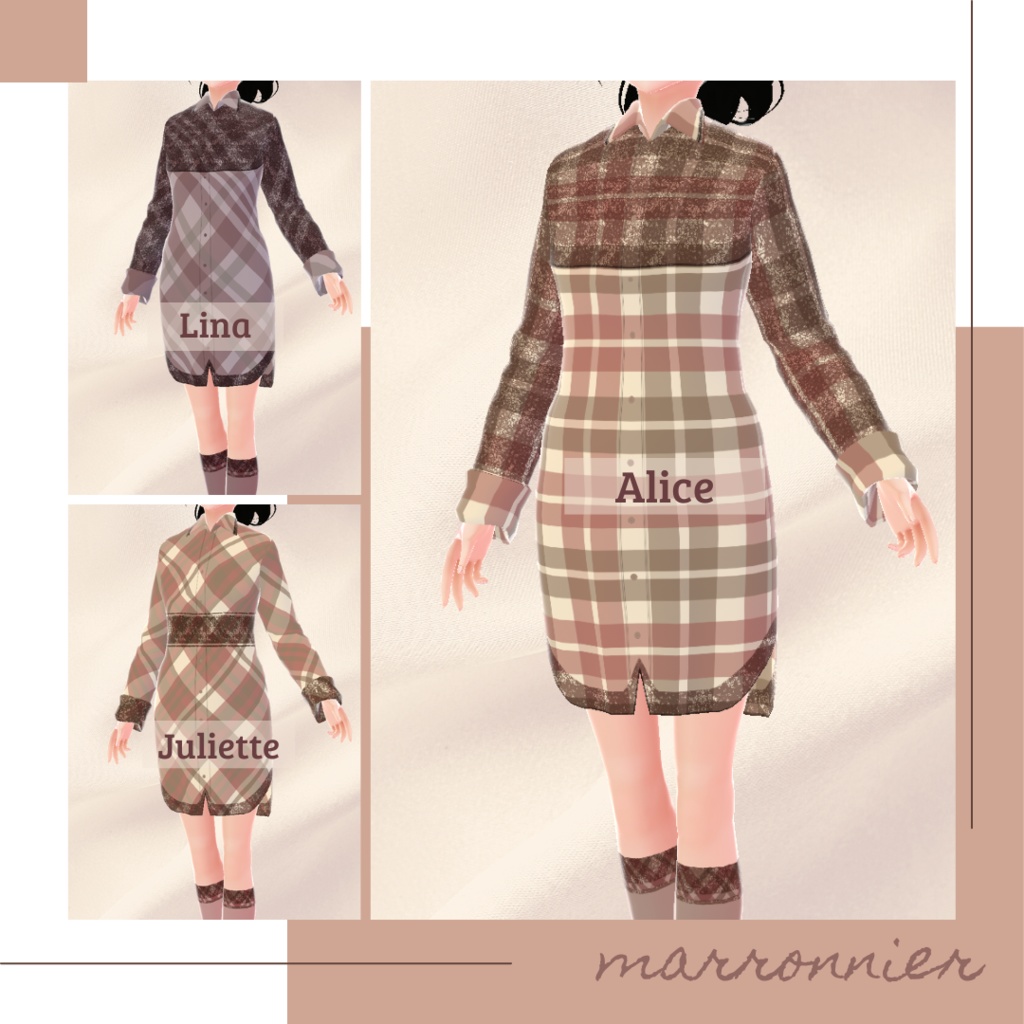 【無料版あり】タータンチェックワンピース&ソックス − marronnier −