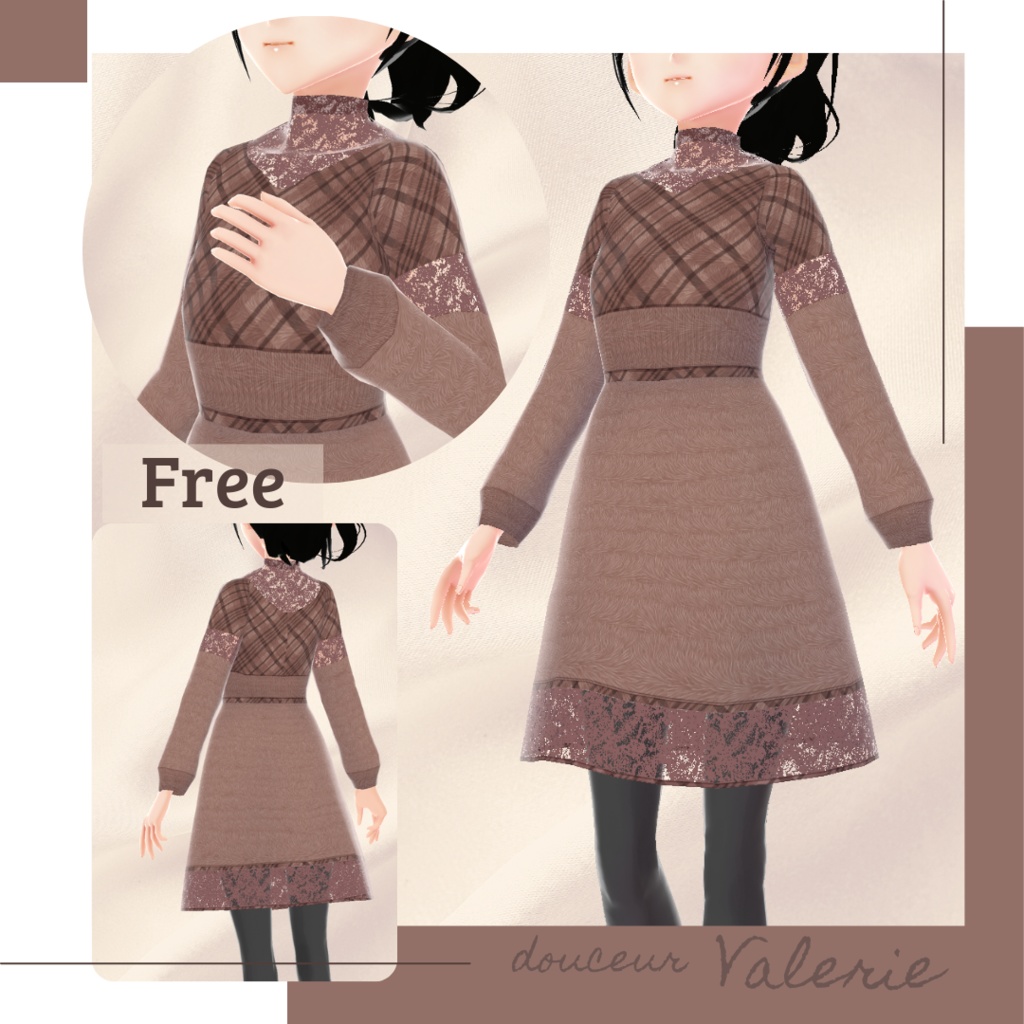 【無料版あり】タータンチェックデコルテレースワンピース − douceur −