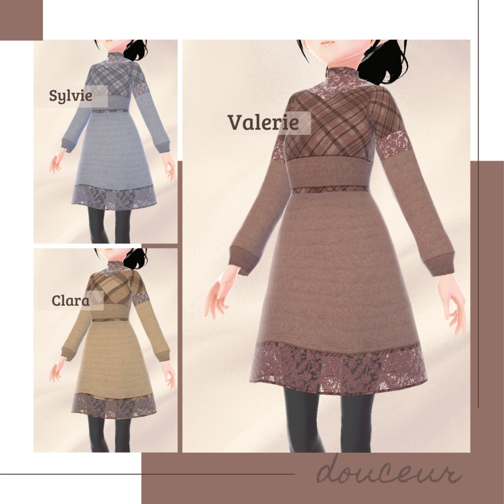 【無料版あり】タータンチェックデコルテレースワンピース − douceur −