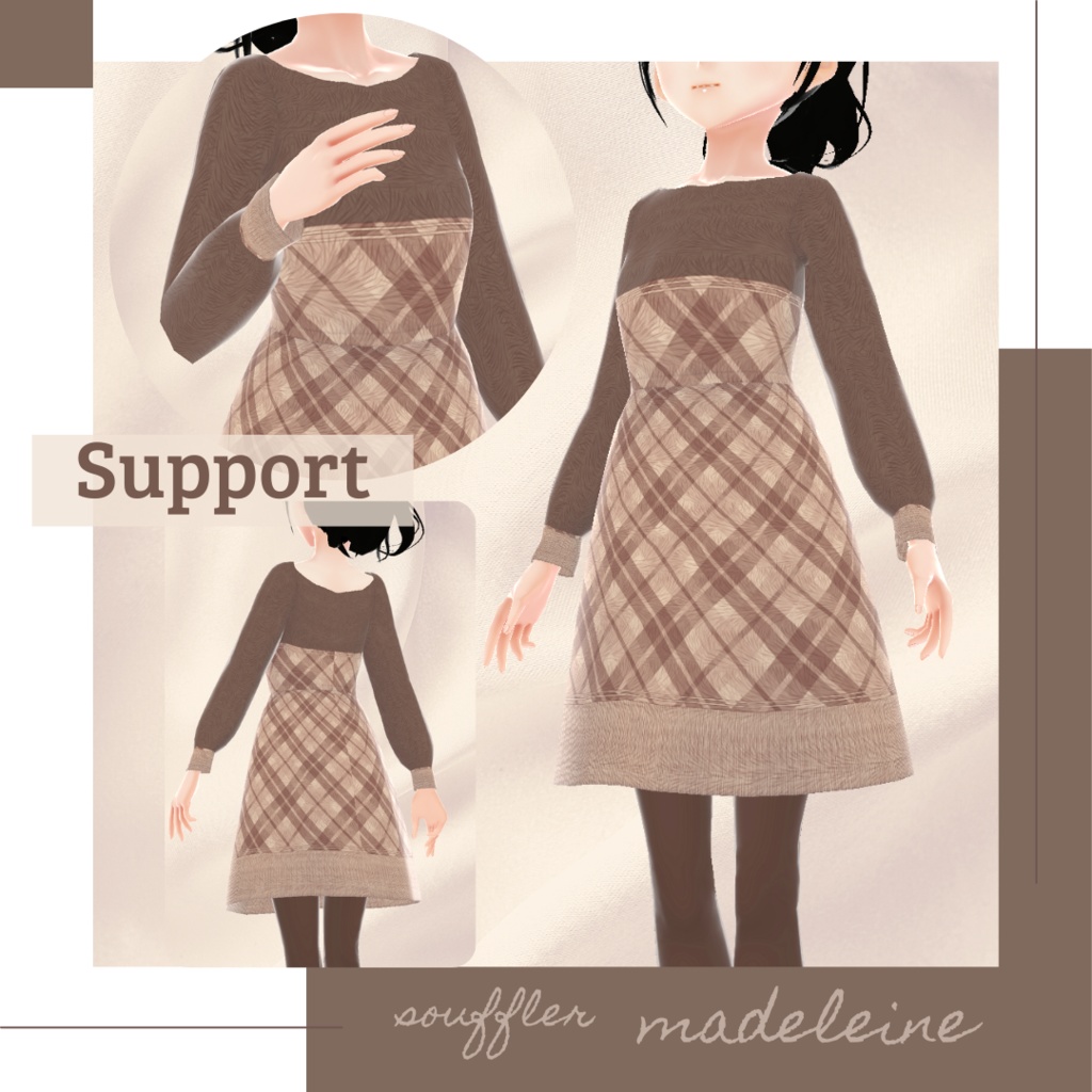 【無料版あり】モヘアニットタータンチェックワンピース − souffler −