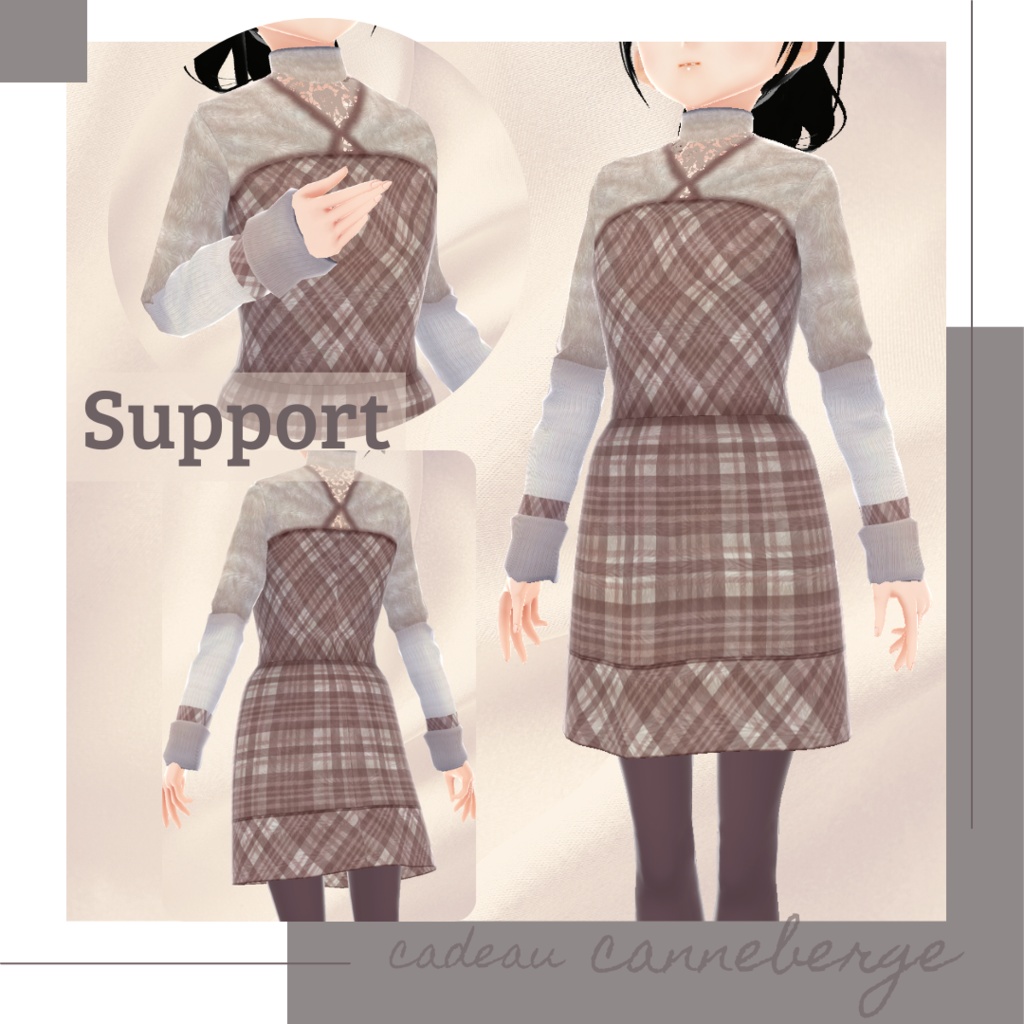 【無料版あり】レイヤード風タータンニットワンピース − cadeau −