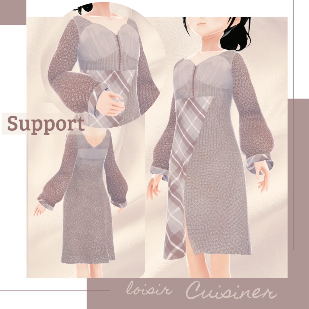 【無料版あり】ふんわりスリット異素材ドレス − loisir −