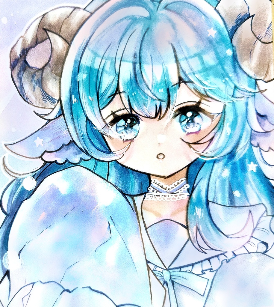 ⋆✦手描きイラスト おねむな羊ちゃん オリジナル 原画 コピック ⋆✦