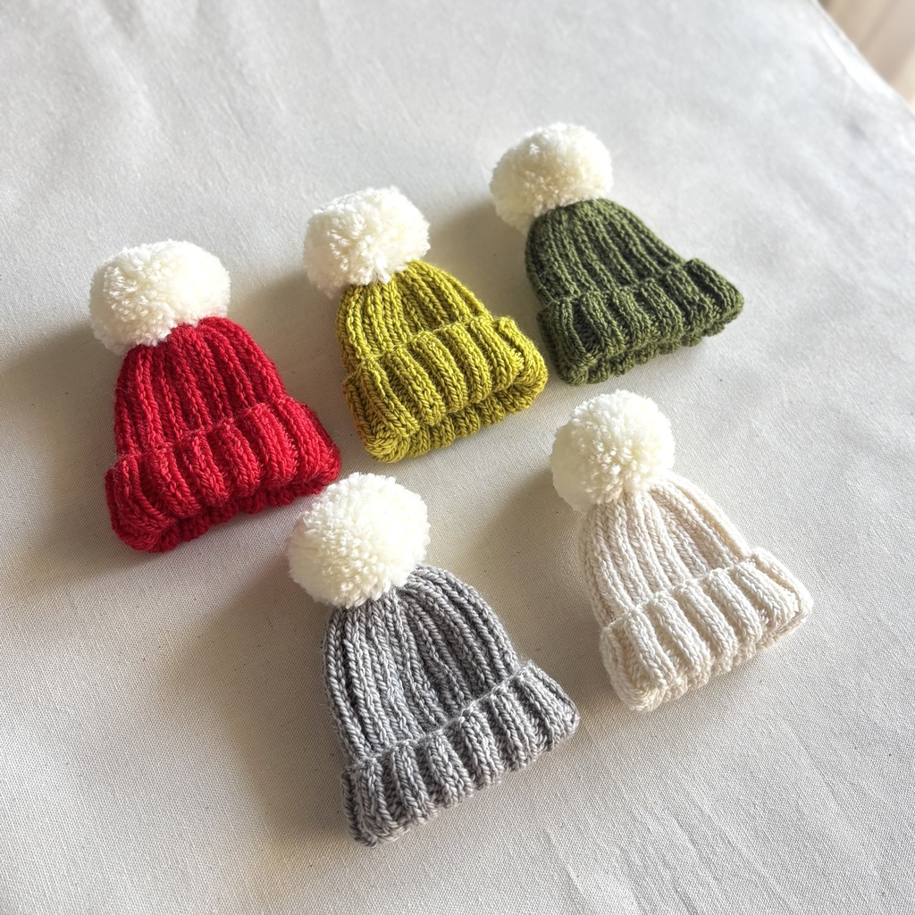 【10cmマスコットサイズ】ゴム編みニット帽