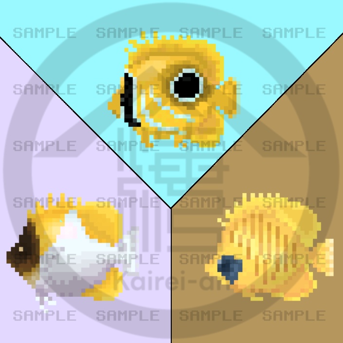 【オンライン限定】ミニ額ドット絵チョウチョウウオ３