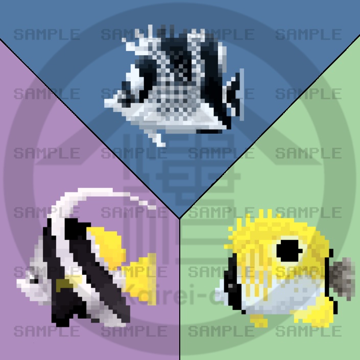 【オンライン限定】ミニ額ドット絵チョウチョウウオその２