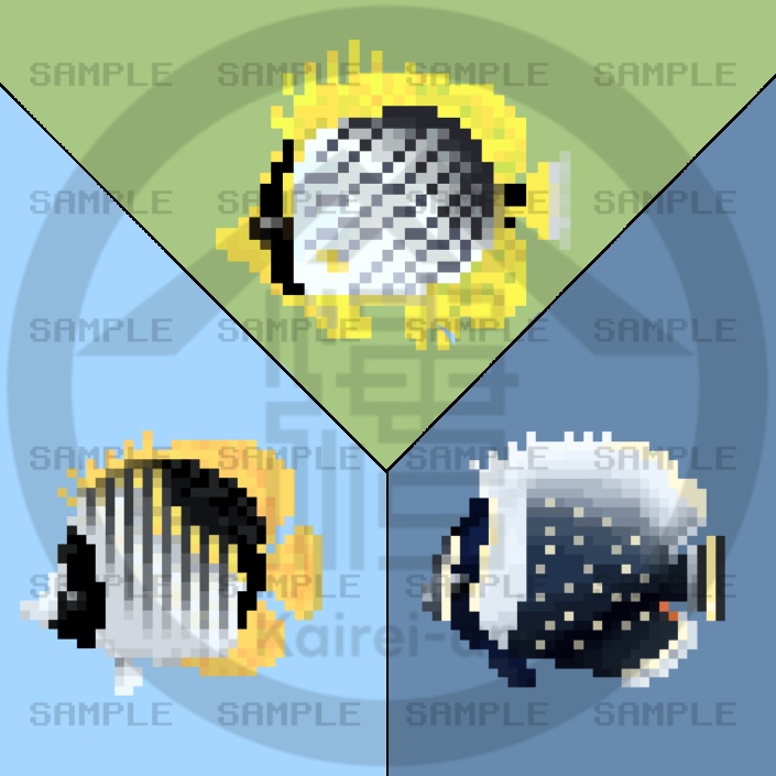 【オンライン限定】ミニ額ドット絵チョウチョウウオその4