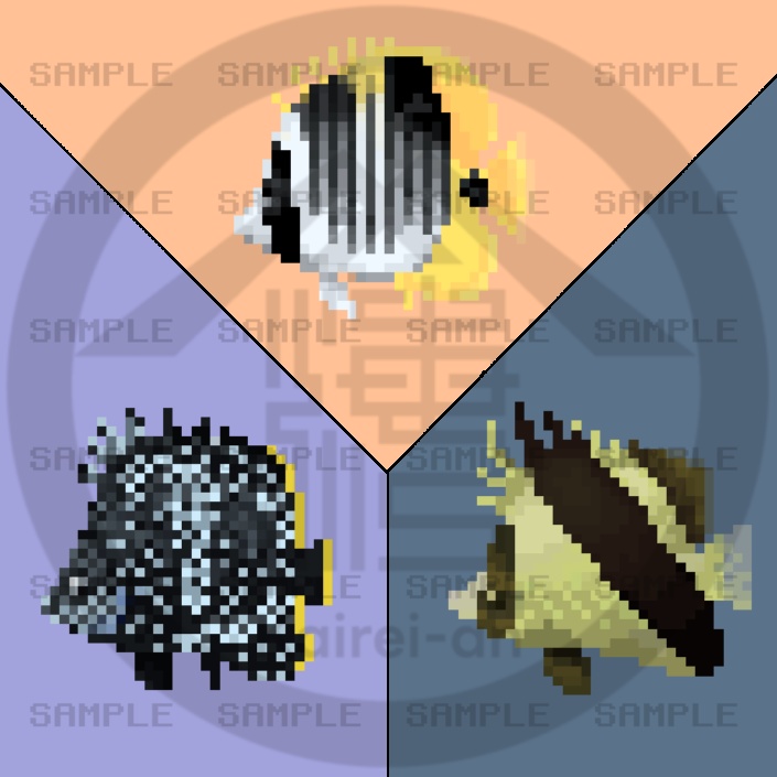 【オンライン限定】ミニ額ドット絵チョウチョウウオその５