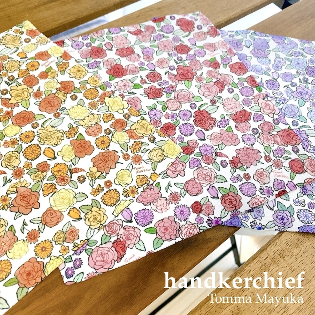 オリジナル小花柄ハンカチ〈全3種〉