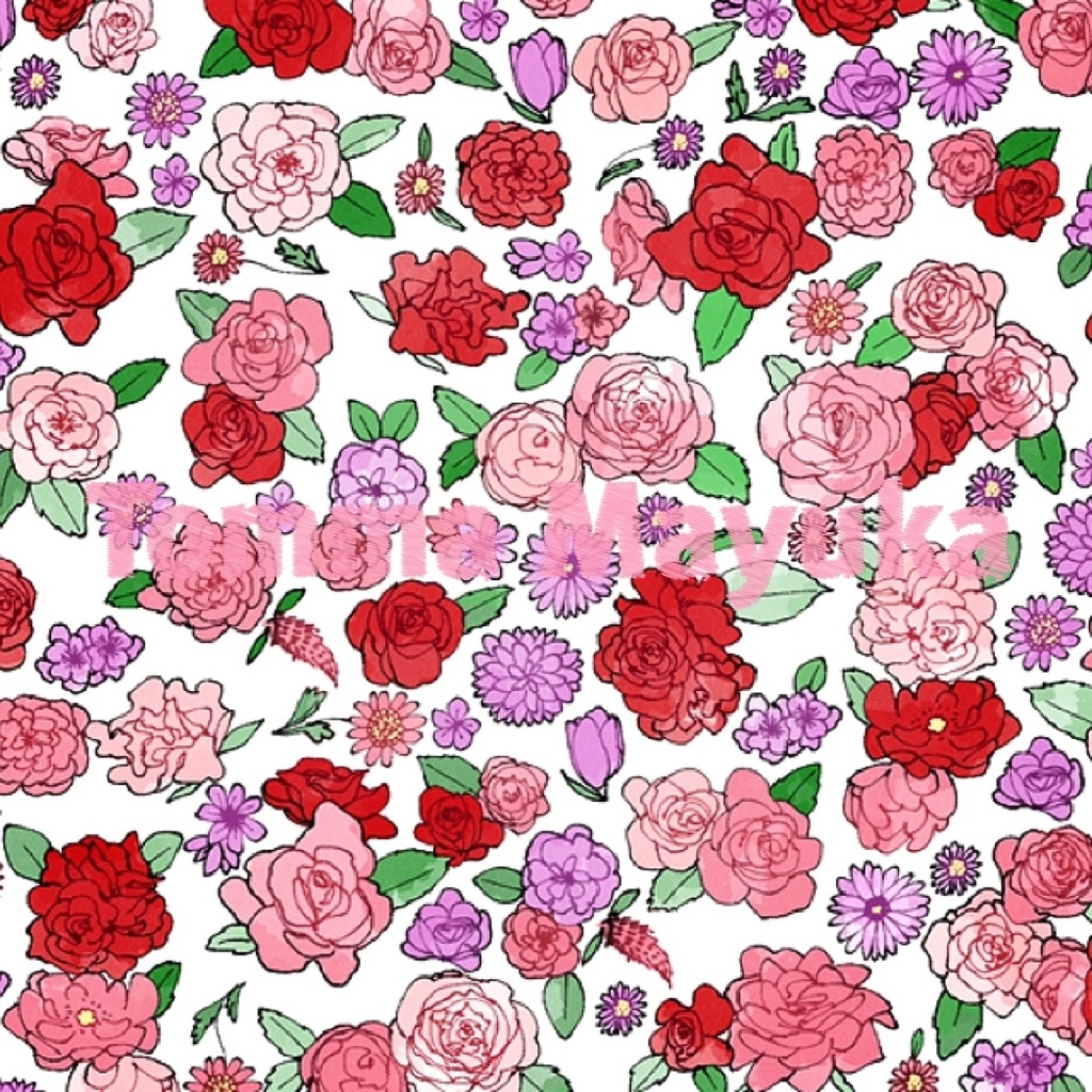 オリジナル小花柄マチ付きポーチ