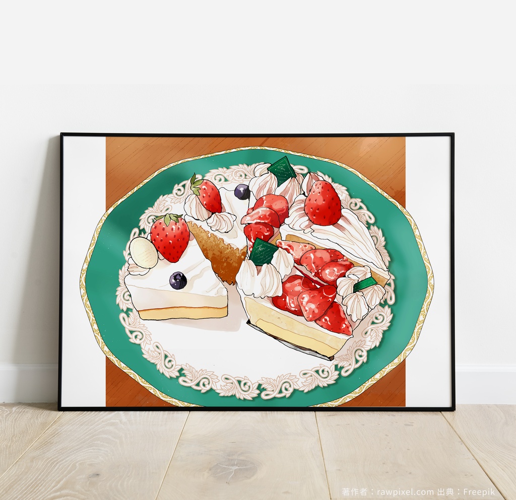 イラストポスター〈たくさんのショートケーキ〉