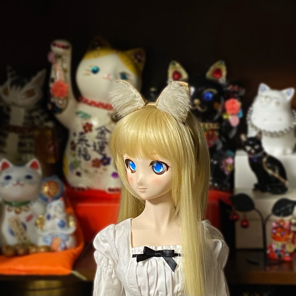 【ドール用】 ネコ耳、キツネ耳、イヌ耳カチューシャ 単色型《耳サイズ:小》