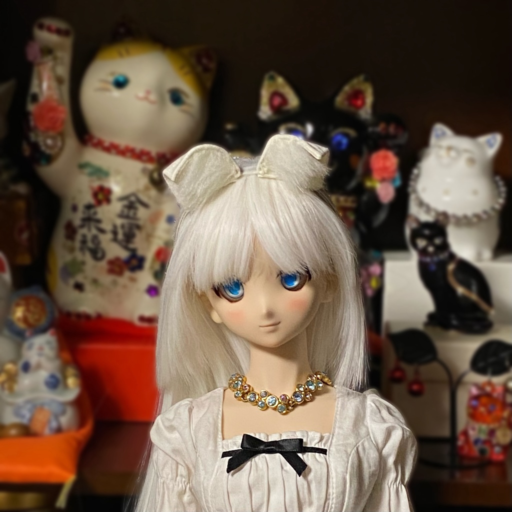 【ドール用】 ネコ耳、キツネ耳、イヌ耳カチューシャ 単色型《耳サイズ:小》