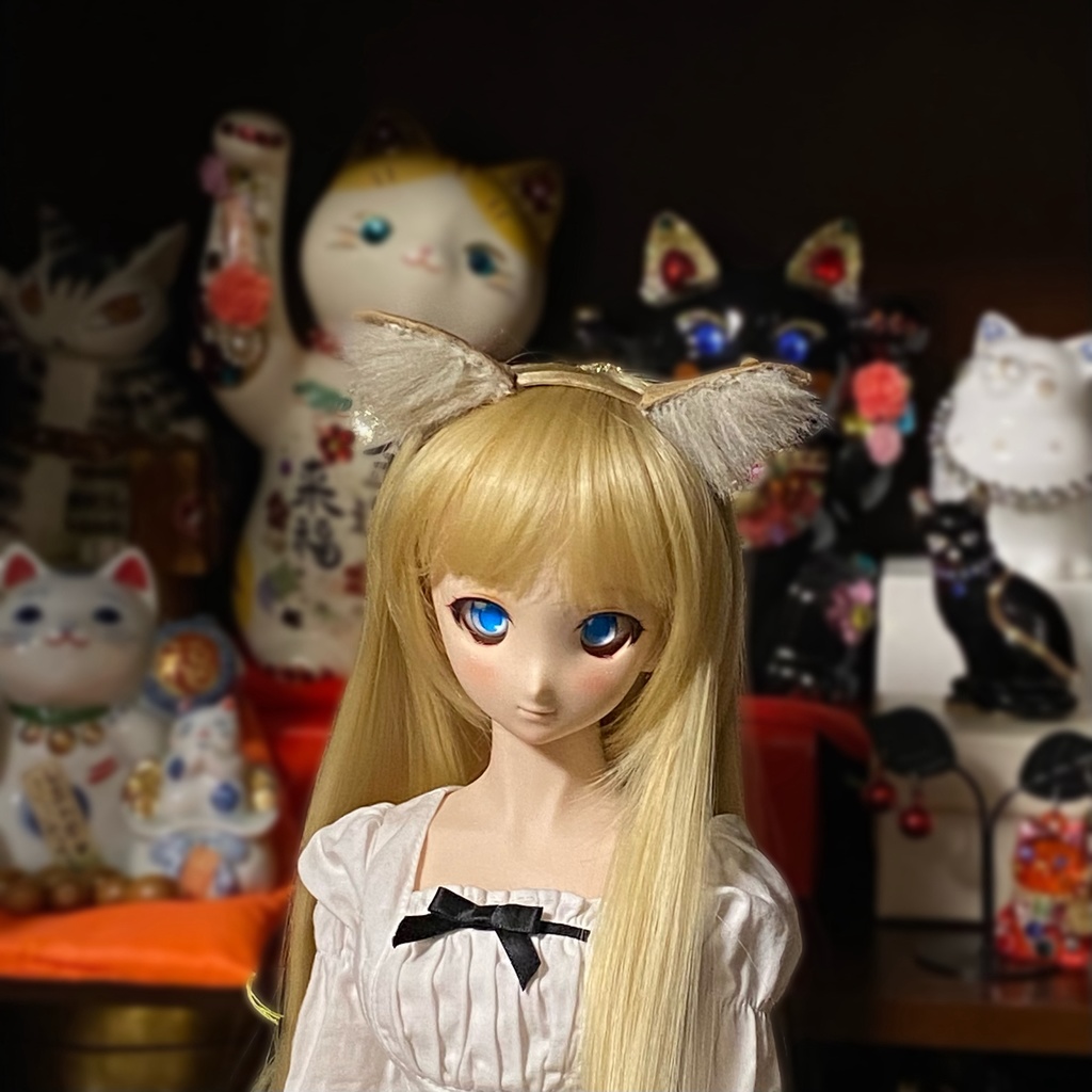 【ドール用】 ネコ耳、キツネ耳、イヌ耳カチューシャ 単色型《耳サイズ:小》