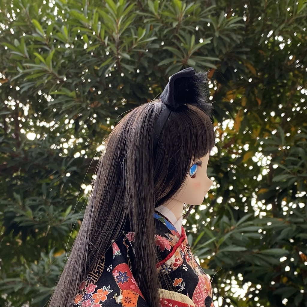 【ドール用】 ネコ耳、キツネ耳、イヌ耳カチューシャ 単色型《耳サイズ:小》