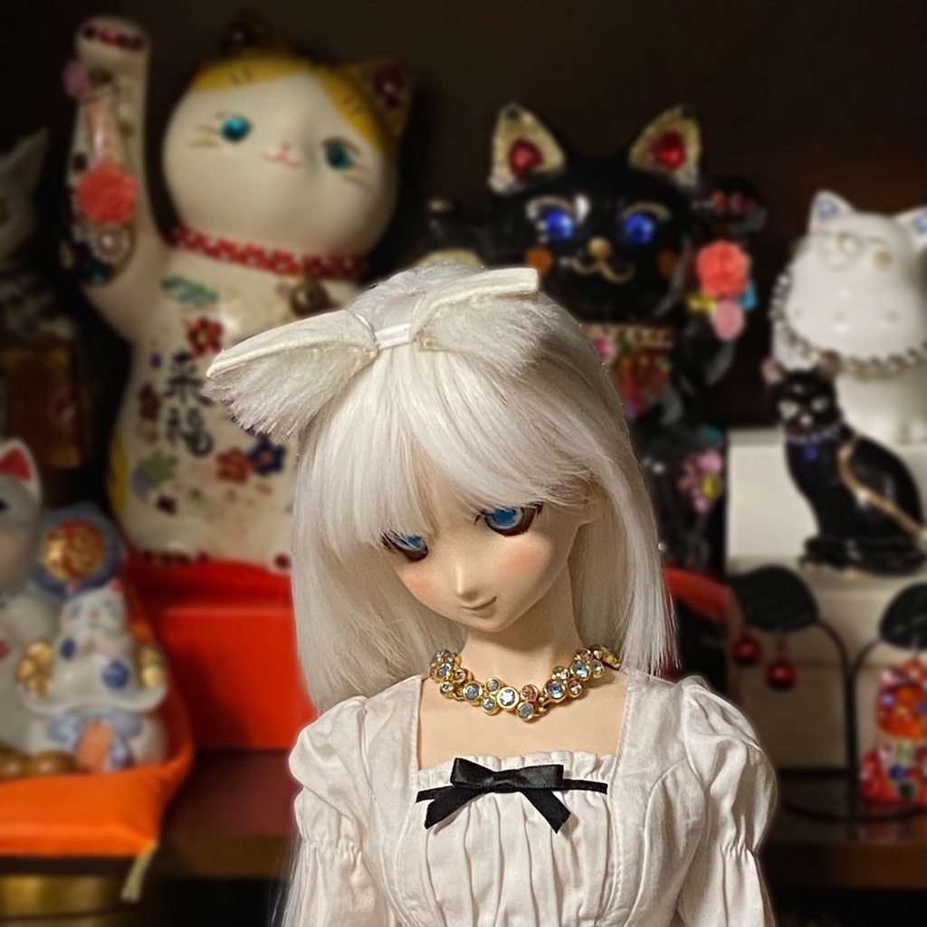 【ドール用】 ネコ耳、キツネ耳、イヌ耳カチューシャ 単色型《耳サイズ:小》