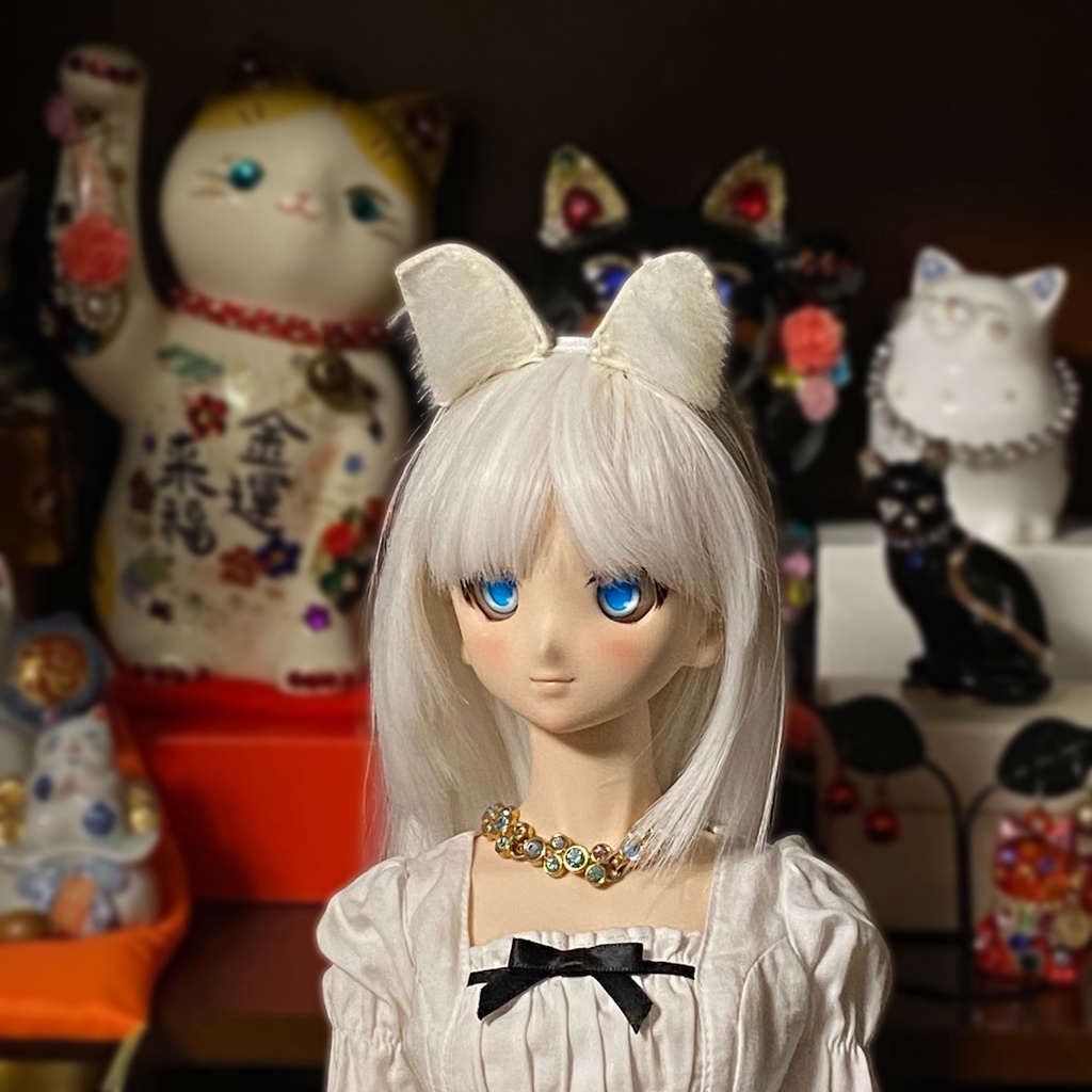 【ドール用】 ネコ耳、キツネ耳、イヌ耳カチューシャ 単色型《耳サイズ:小》