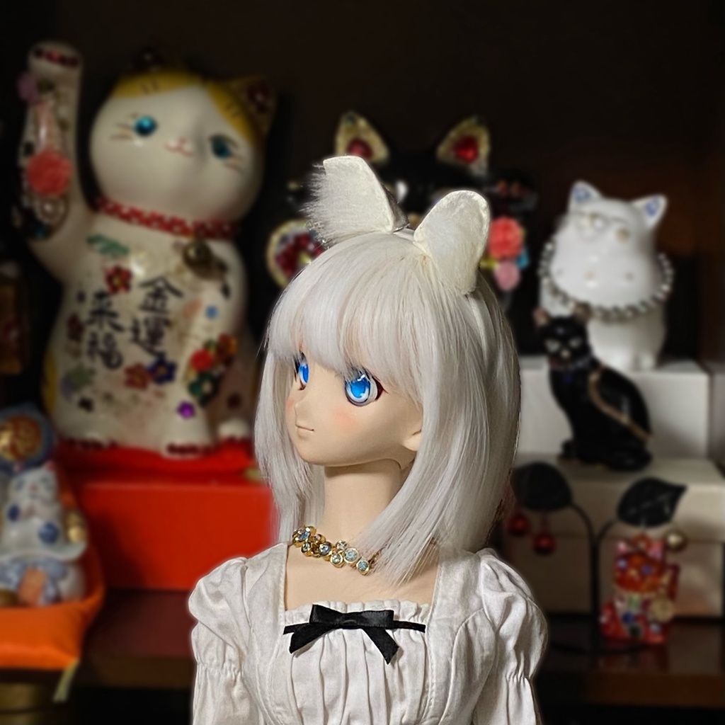 【ドール用】 ネコ耳、キツネ耳、イヌ耳カチューシャ 単色型《耳サイズ:小》