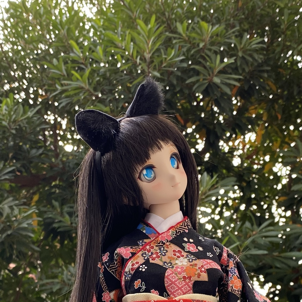 【ドール用】 ネコ耳、キツネ耳、イヌ耳カチューシャ 単色型《耳サイズ:小》