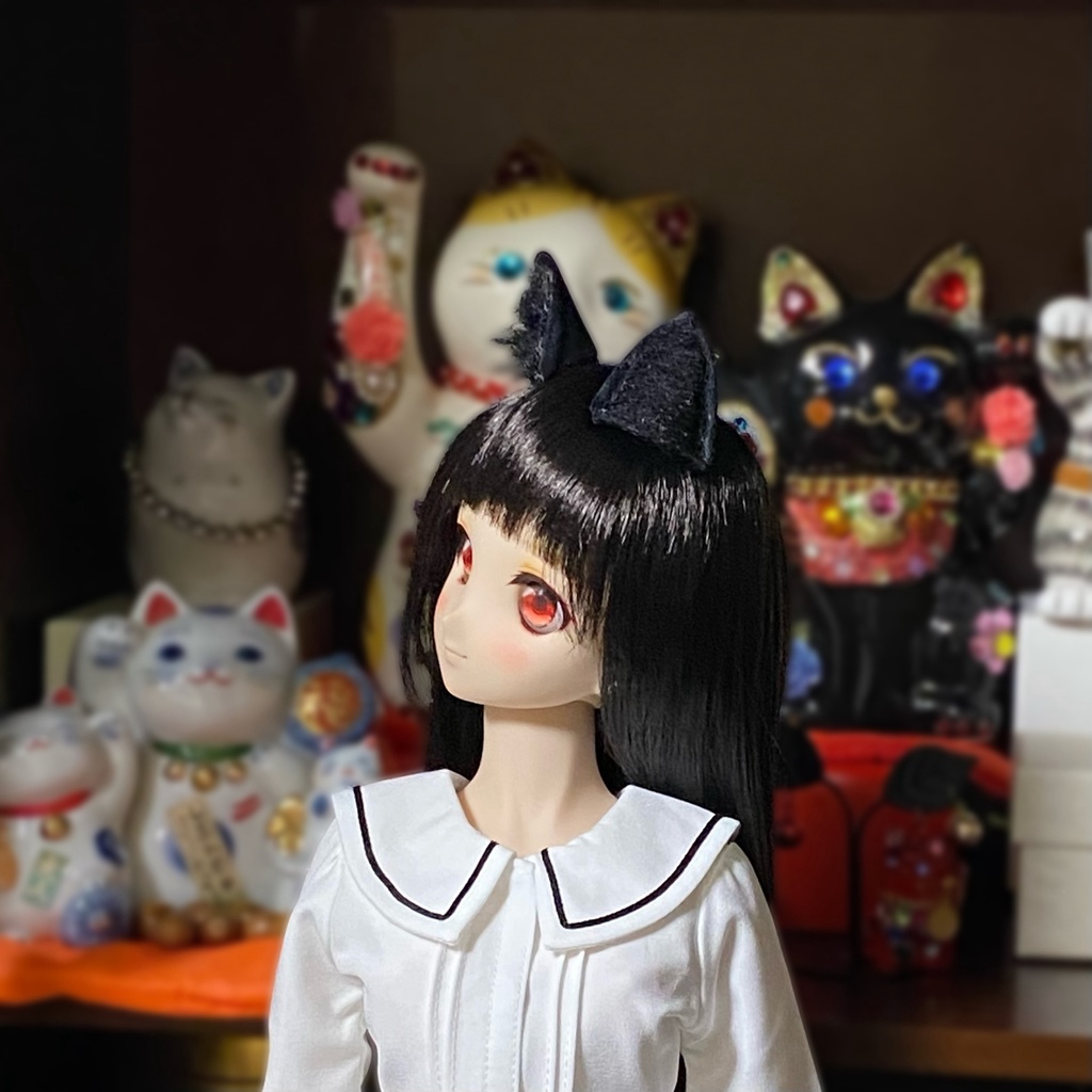 【ドール用】 ネコ耳、キツネ耳、イヌ耳マグネットタイプ、三角形型《耳サイズ:小》