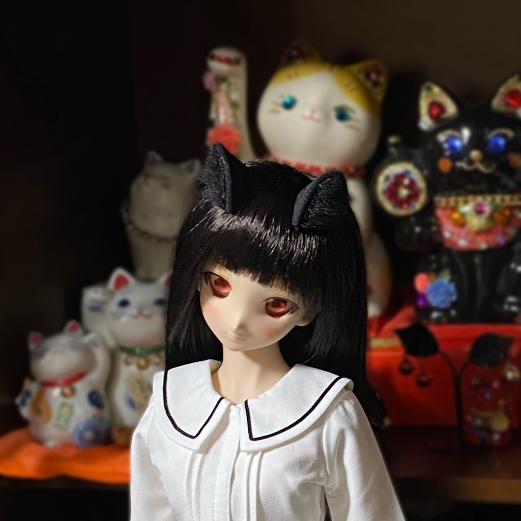 【ドール用】 ネコ耳、キツネ耳、イヌ耳マグネットタイプ、三角形型《耳サイズ:小》