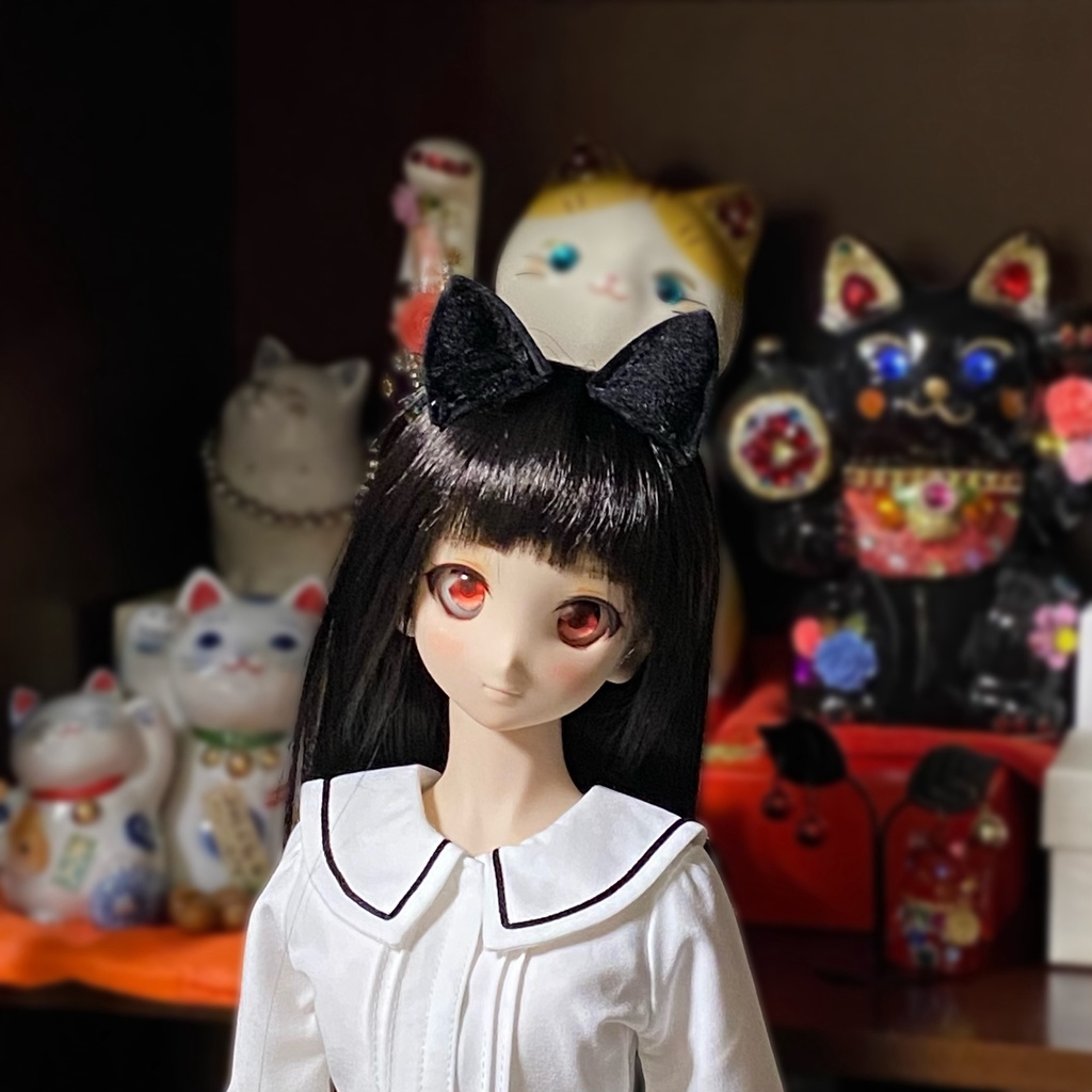 【ドール用】 ネコ耳、キツネ耳、イヌ耳マグネットタイプ、三角形型《耳サイズ:小》