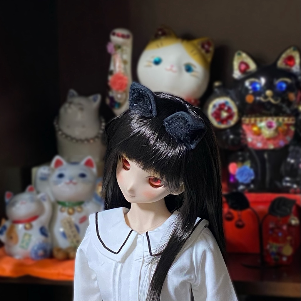 【ドール用】 ネコ耳、キツネ耳、イヌ耳マグネットタイプ、三角形型《耳サイズ:小》