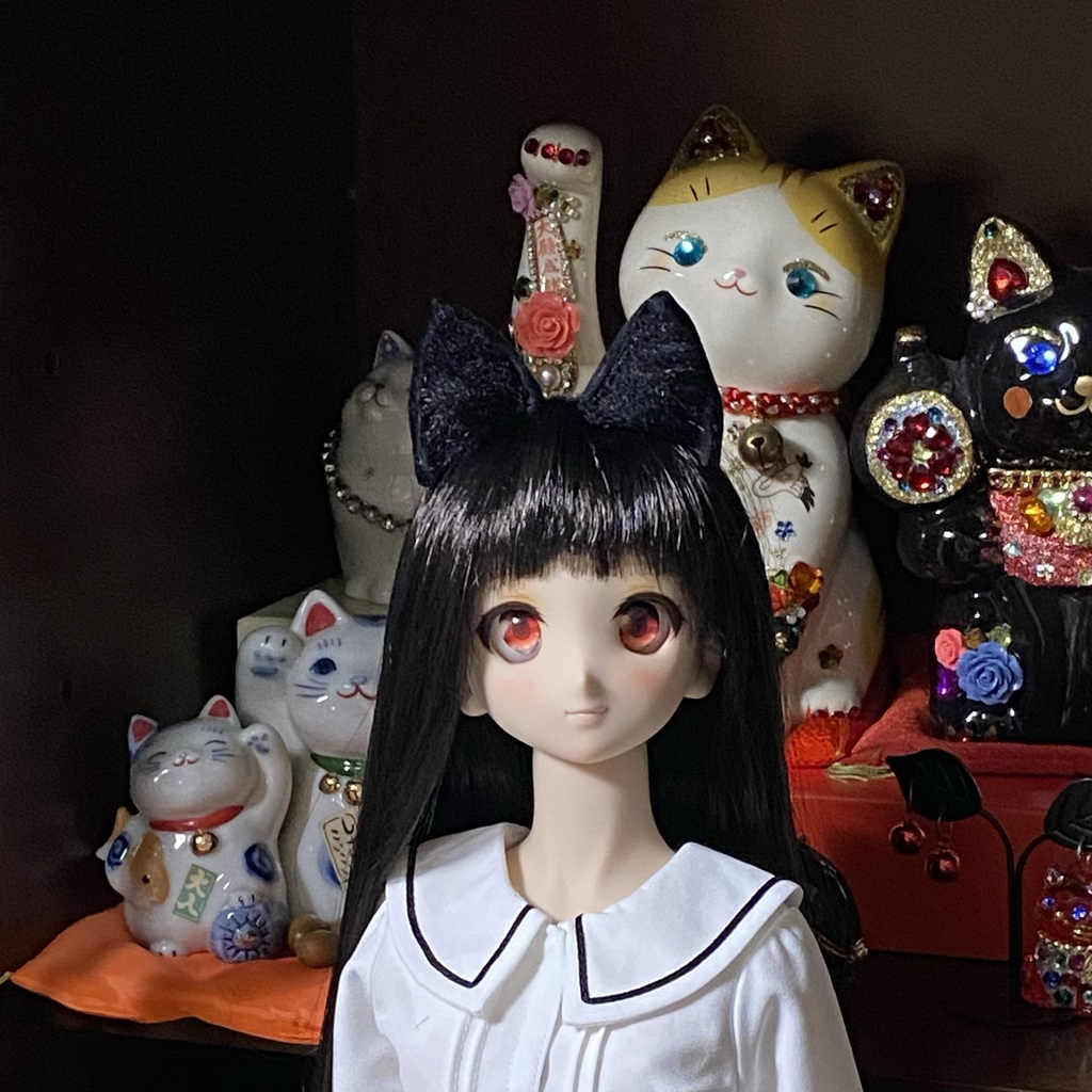 【ドール用】 ネコ耳、キツネ耳、イヌ耳マグネットタイプ、フィット型《耳サイズ:小》