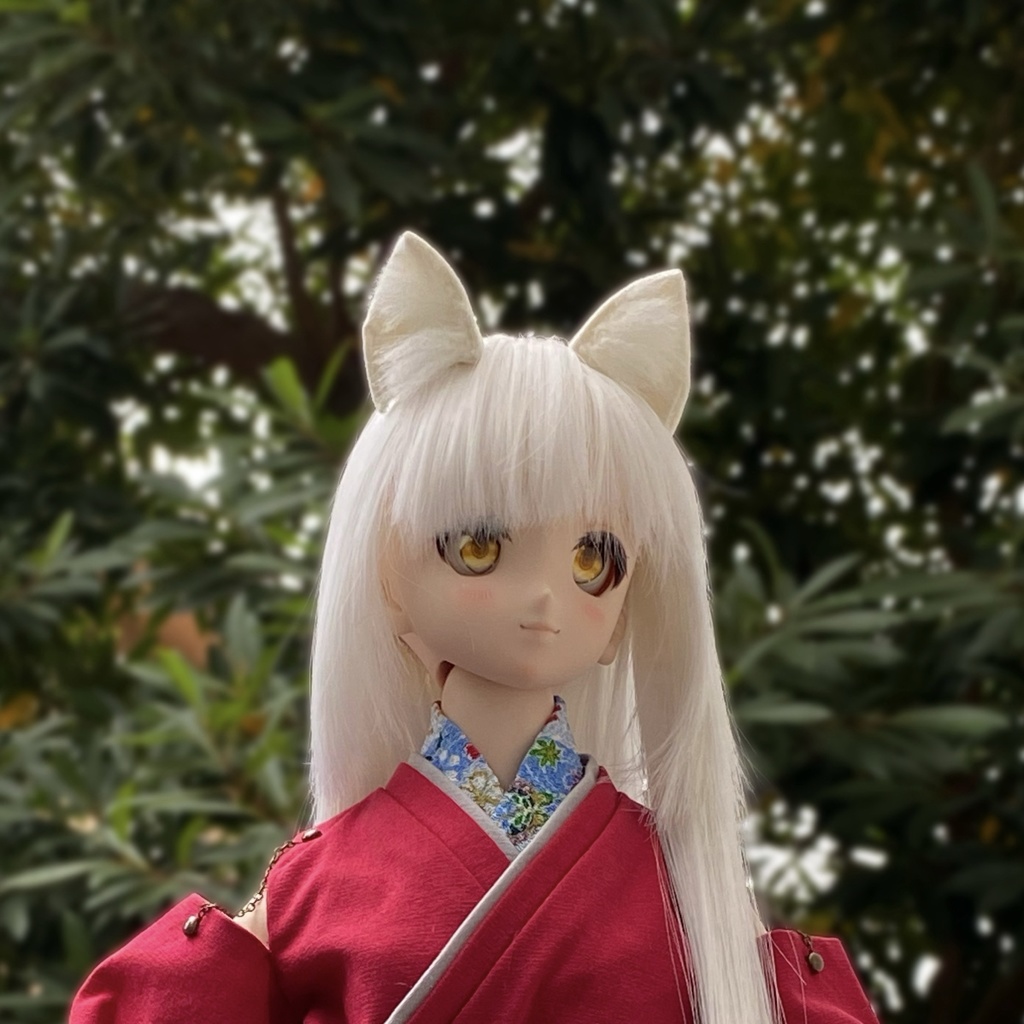 【ドール用】 ネコ耳、キツネ耳、イヌ耳マグネットタイプ、フィット型《耳サイズ:小》