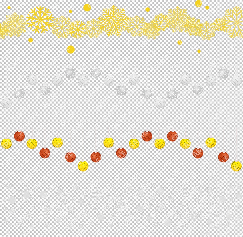 雪の結晶とクリスマスボールのオーナメント イラスト【PNG透過/ベクター】