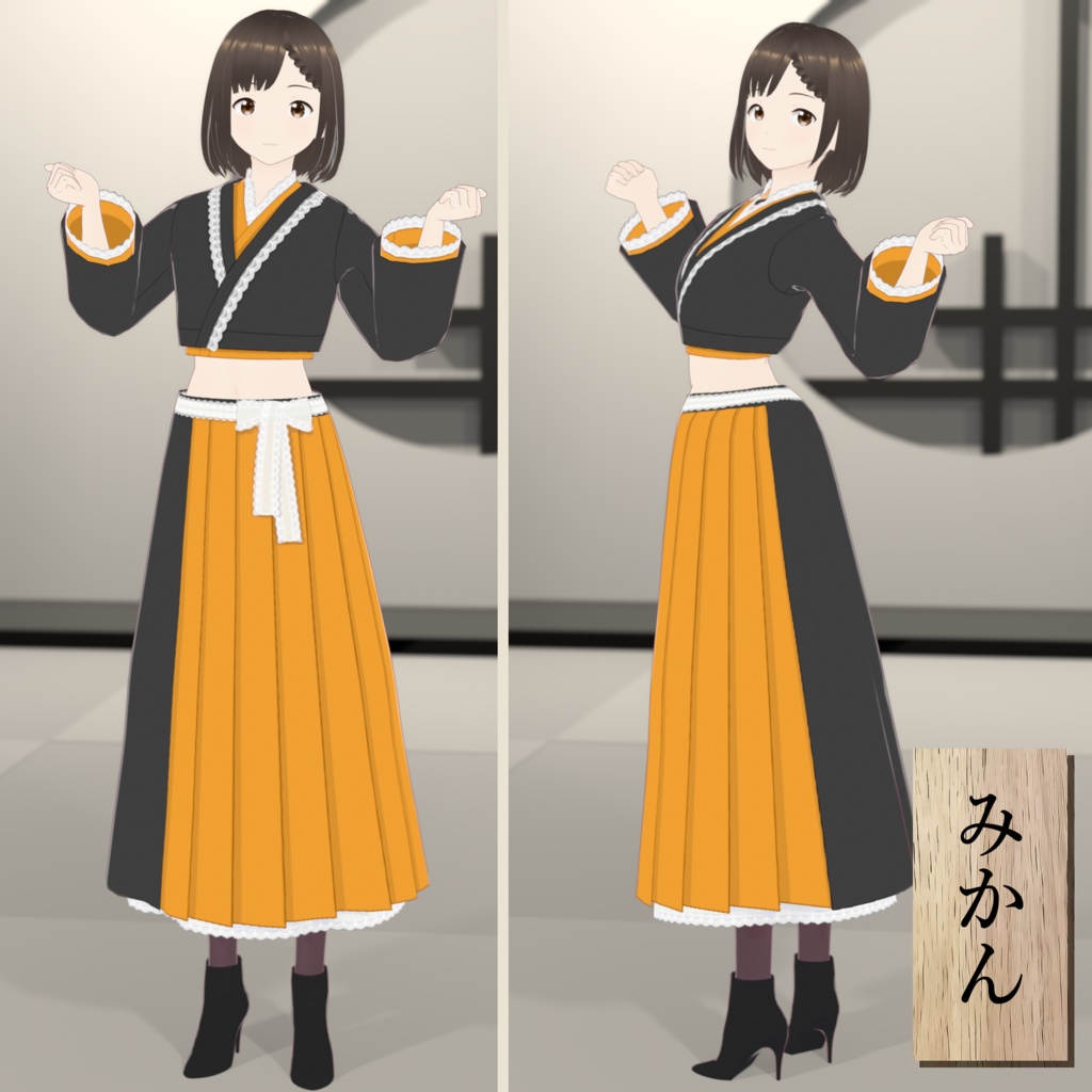 【VRoid】アイスクリームカラーのレース着物