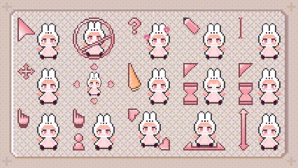 【無料】うさぎの女の子 アニメーションマウスカーソル