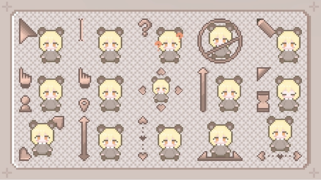 【無料】くまの女の子 アニメーションマウスカーソル