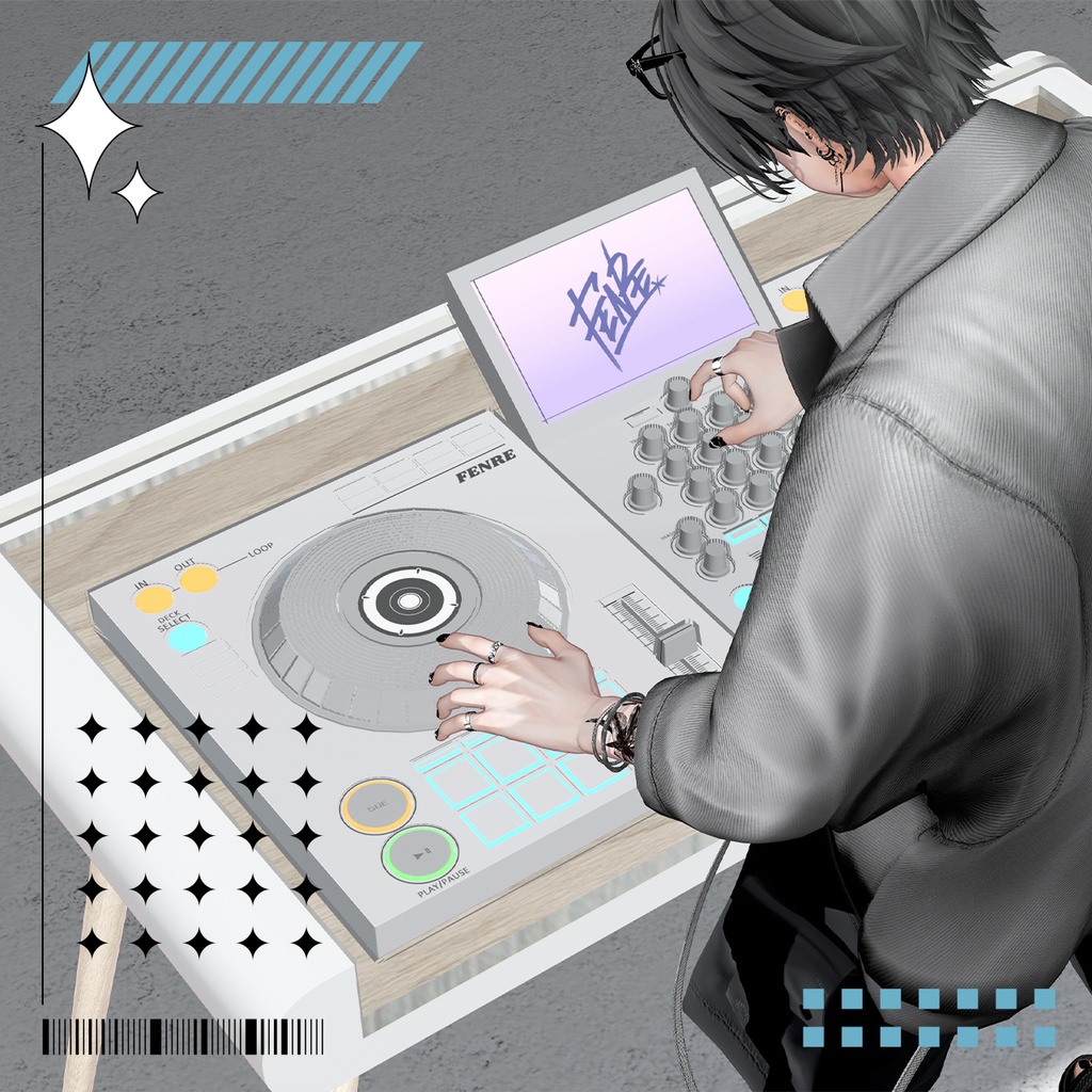 【FENRE式DJデスク】シンプル木目デスク【ワールド固定ギミック付き】