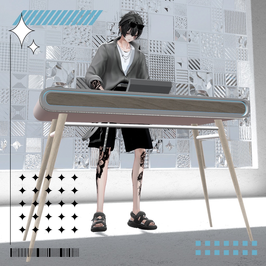 【FENRE式DJデスク】シンプル木目デスク【ワールド固定ギミック付き】
