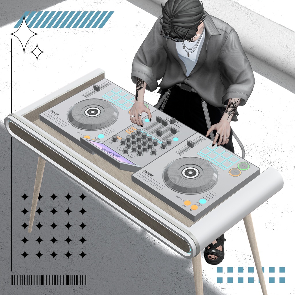 【FENRE式DJデスク】シンプル木目デスク【ワールド固定ギミック付き】