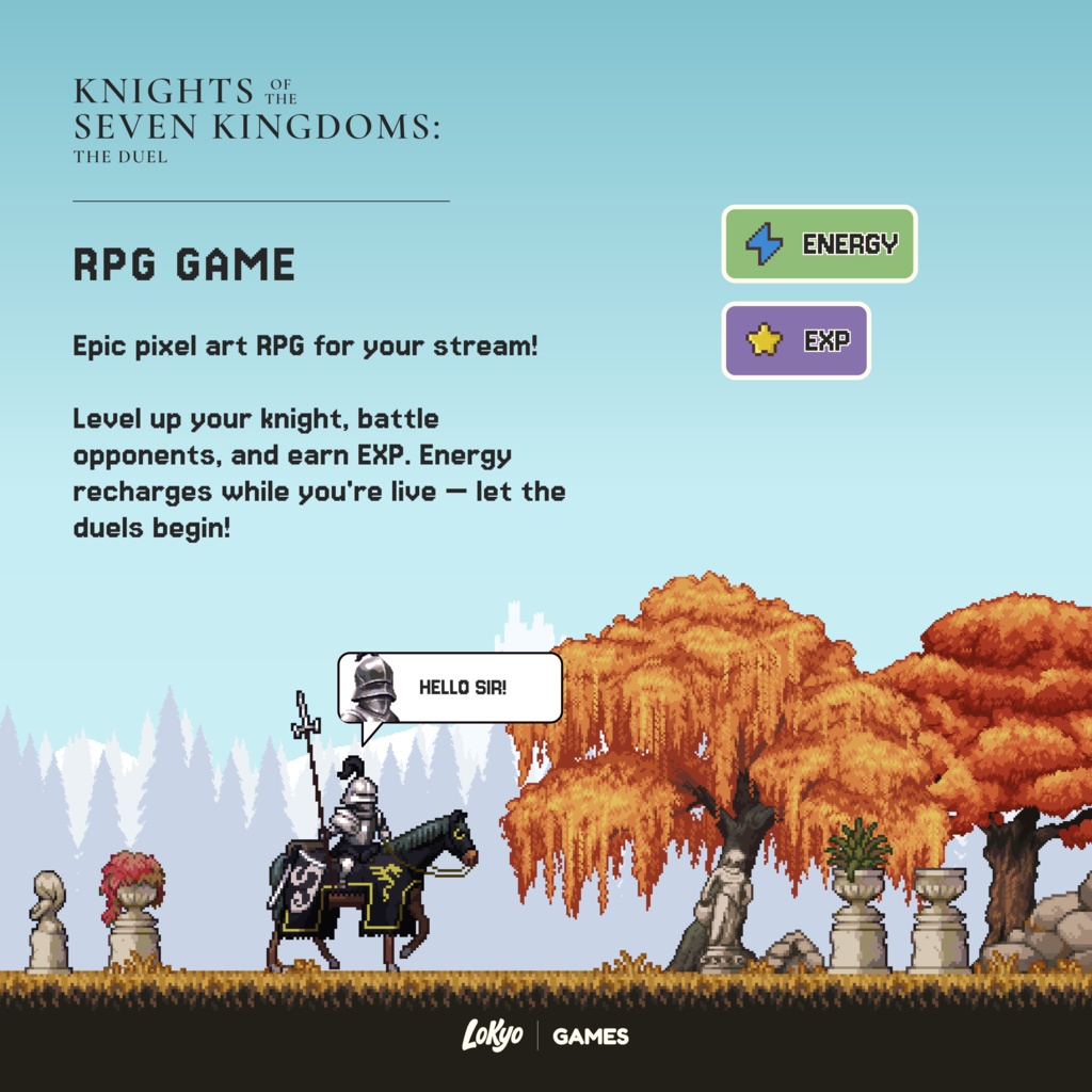 【Twitch配信用】騎士の決闘チャットRPGゲーム ウィジェット | ピクセルアート | OBS対応 | Knights of the Seven Kingdoms: The Duel