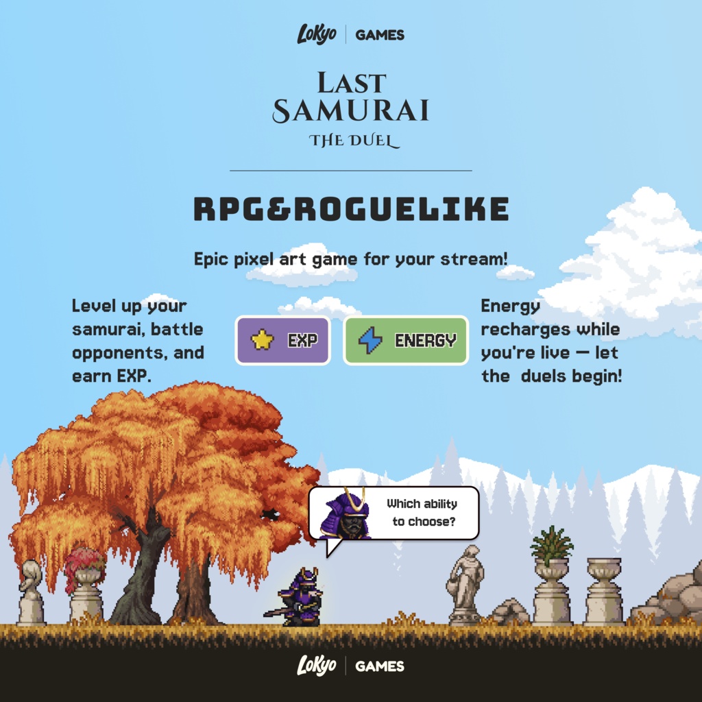 Last Samurai: The Duel|ピクセルアートRPGストリームウィジェット|Twitch YouTube チャットゲーム|OBS StreamElements対応