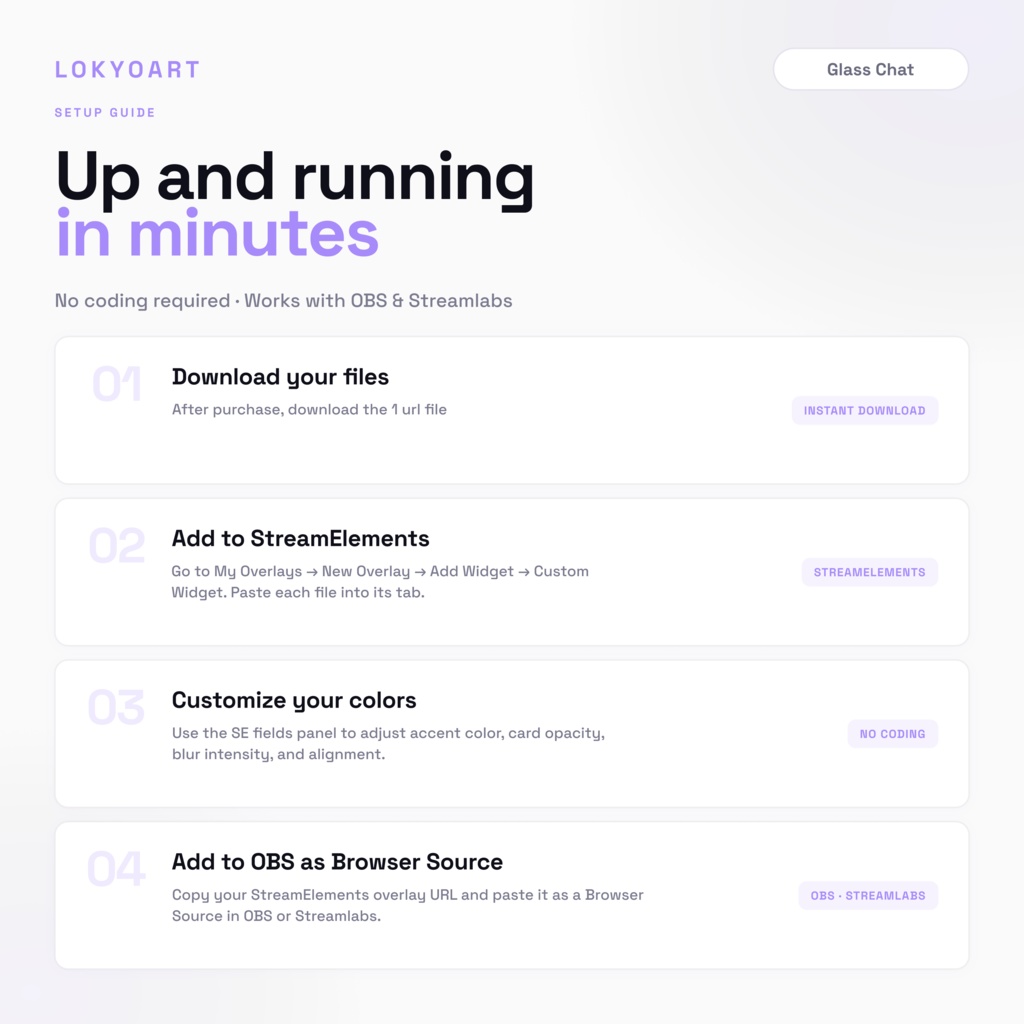 Glass Chat Overlay for StreamElements | Twitch OBS Widget (Glass Blur)